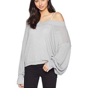 Like New Free People Large Grey South Side Thermal Oversized Sweater